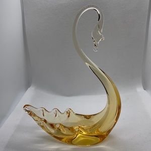 Vintage MCM Blown Glass Swan Dish